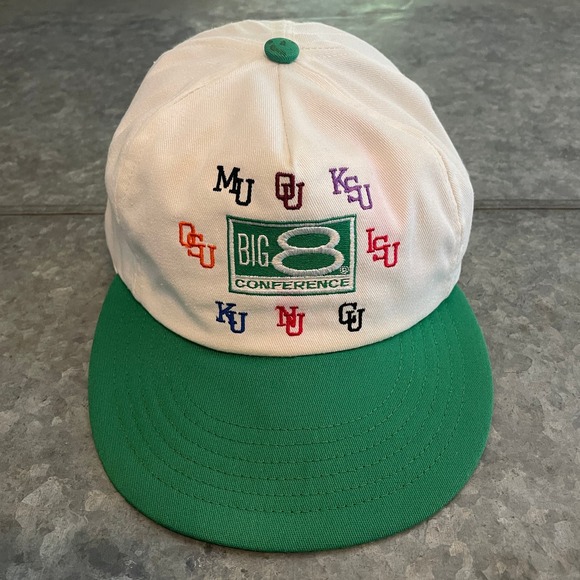 Vintage Other - Vintage Big 8 Conference USA Made Strapback Hat Cap Embroidered NCAA White